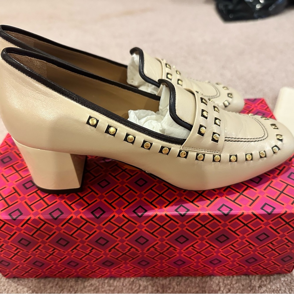 Studded Cream Loafers